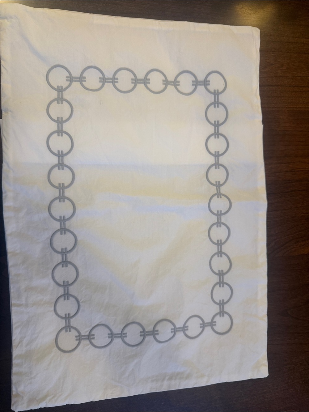Serena & Lily Boudoir pillow cover White Cotton with Gray Chain Border